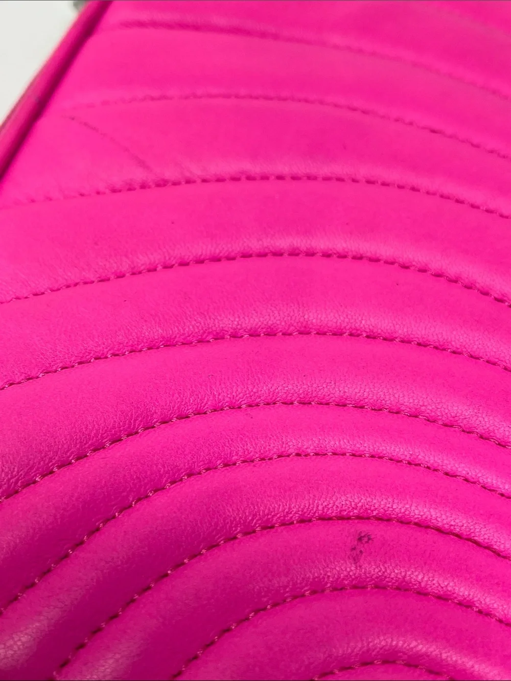 RARE Henri Bendel No. 7 East West Quilted Leather iPad Crossbody Bag - Hot Pink